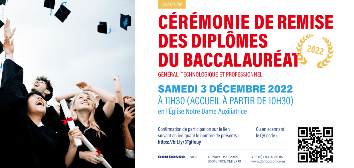 Don Bosco Nice - Invitation remise diplomes BAC 2022
